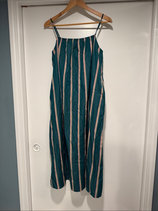 Madewell Dresses & Skirts - Madewell Teal Striped Midi Dress with Pink & Cream Lines XS